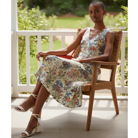 Tory Burch Ronda embellished  silk and cotton-blend midi dress Size 2 NEW - Picture 9 of 13